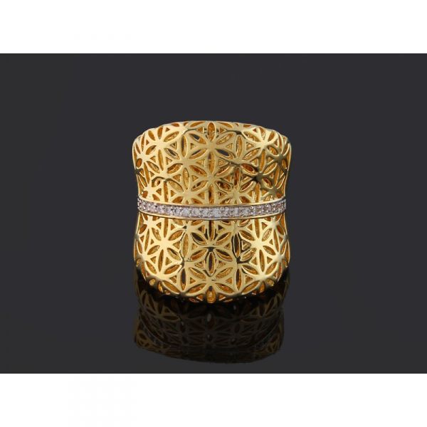 ANEL CONEXO XADREZ -6711- FOLHEADDO A OURO